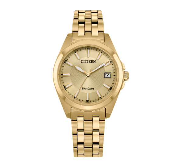 Featuring a gold-tone stainless steel case with a champagne 3-hand dial and date function, the newest addition to the Classic collection is understated and stylish.