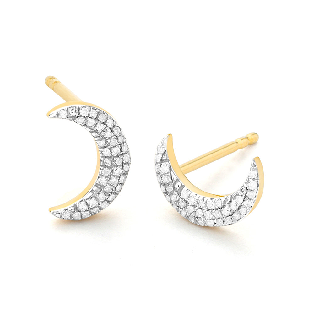 Diamond Moon Stud Earrings
