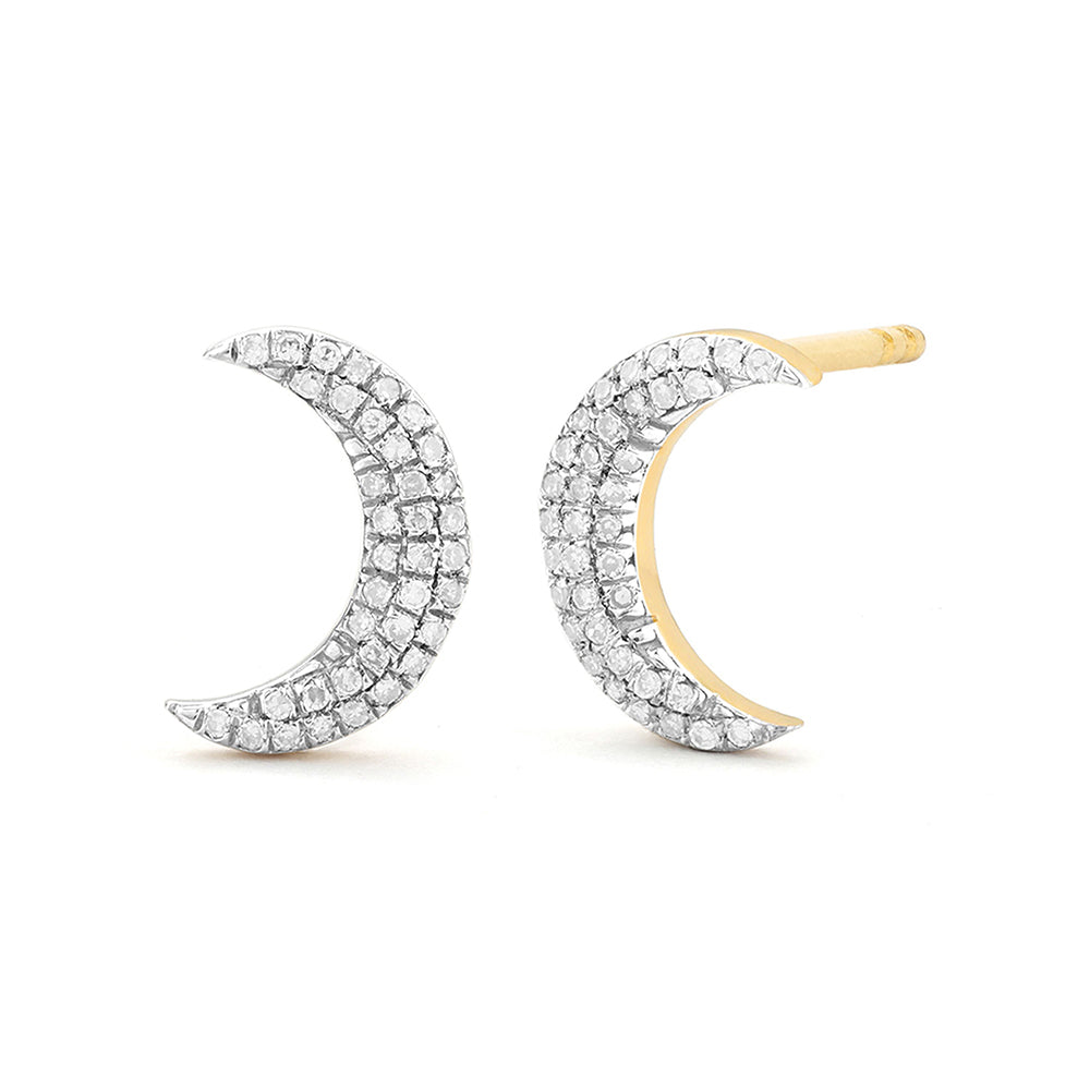 Diamond Moon Stud Earrings