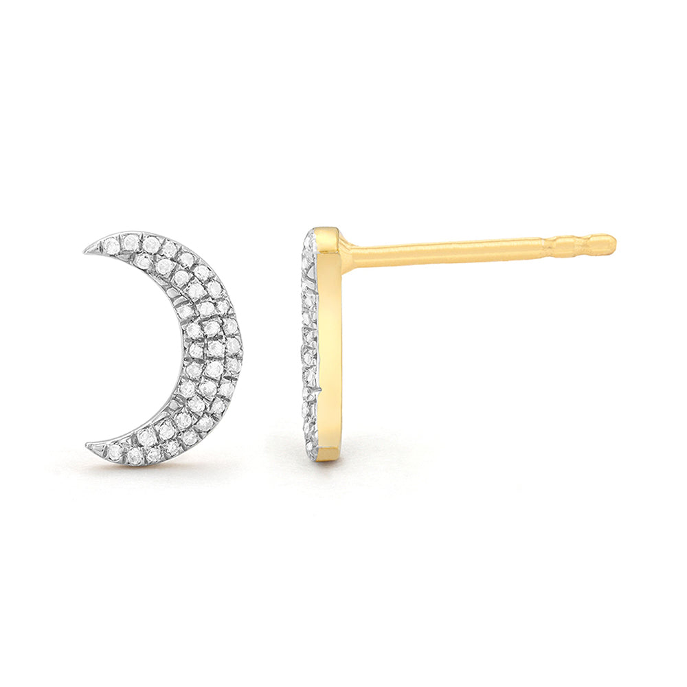 Diamond Moon Stud Earrings