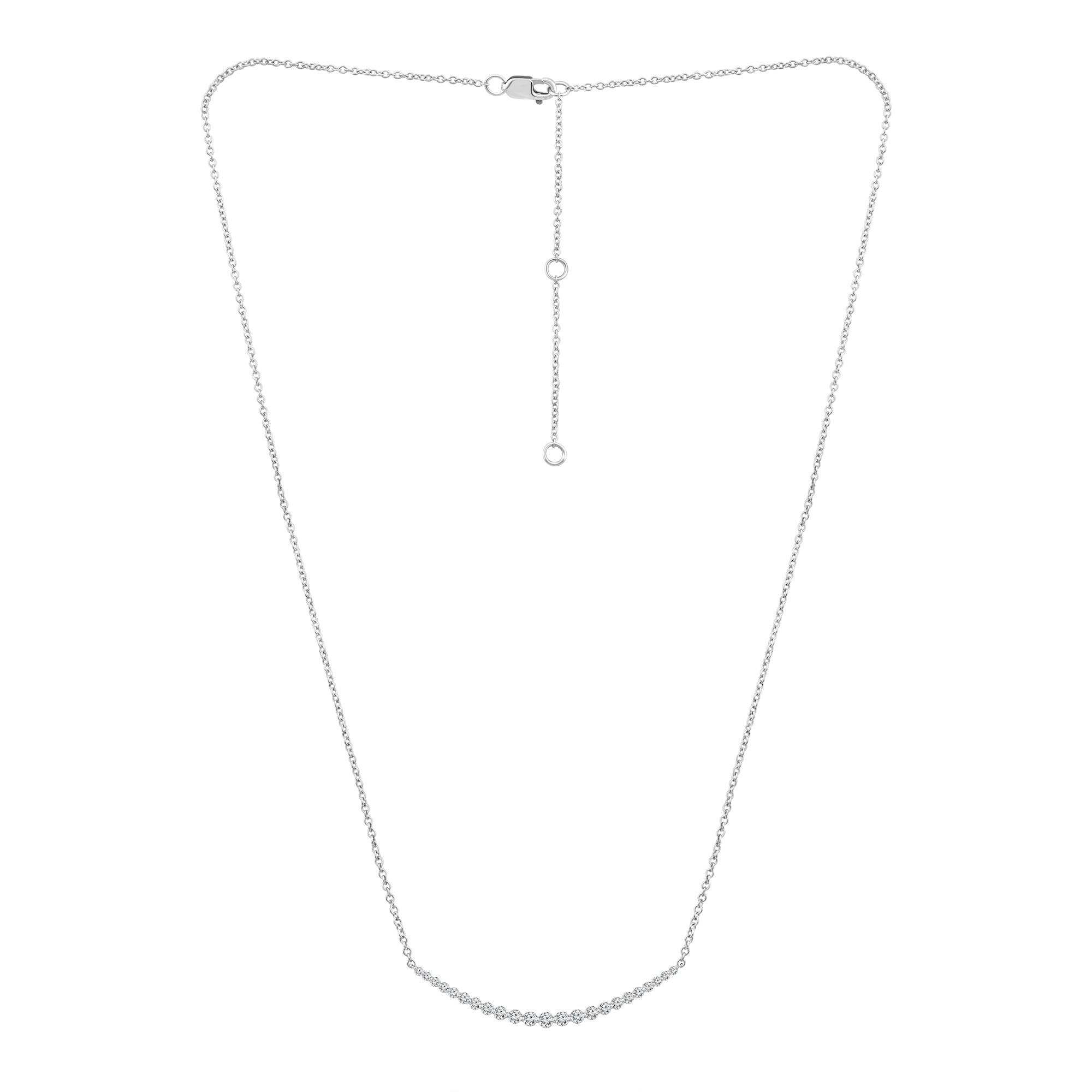 14K White Gold Lab-Grown Diamond Curved Bar Necklace – 1.00 CTW