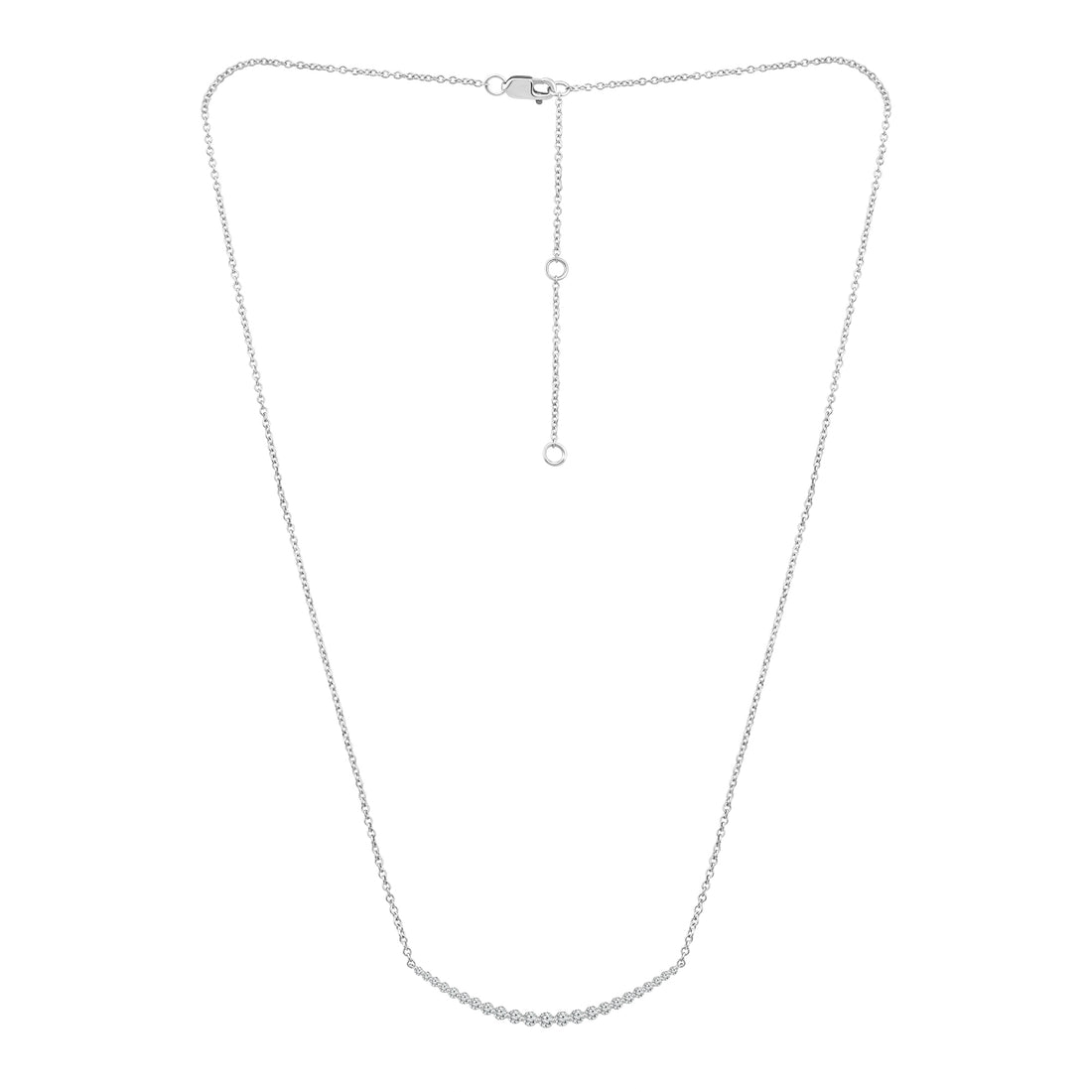 14K White Gold Lab-Grown Diamond Curved Bar Necklace – 1.00 CTW