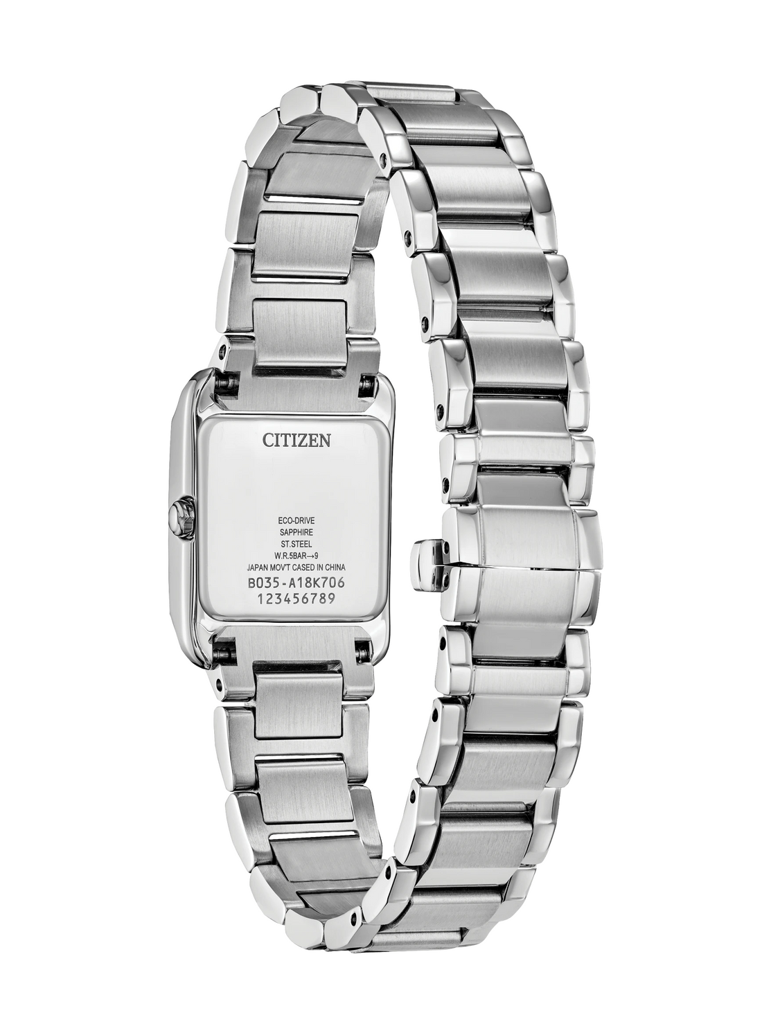 Citizen L Bianca | Women’s Eco-Drive Watch | Stainless Steel | White Dial | Bracelet | Rectangular Case | EW5600-52D - Brownee Jewelers