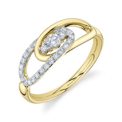 Diamond Swirl Bypass Ring | 14K Yellow Gold | 0.33 ctw | Modern Diamond Fashion Ring - Brownee Jewelers