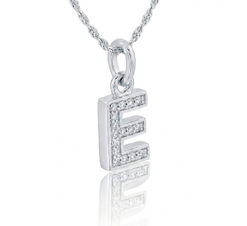 Diamond Initial “E” Pendant | Sterling Silver | 0.08 ctw | 18" | Pavé Initial | Ashi Diamonds | 85678SSSLPD-E - Brownee Jewelers