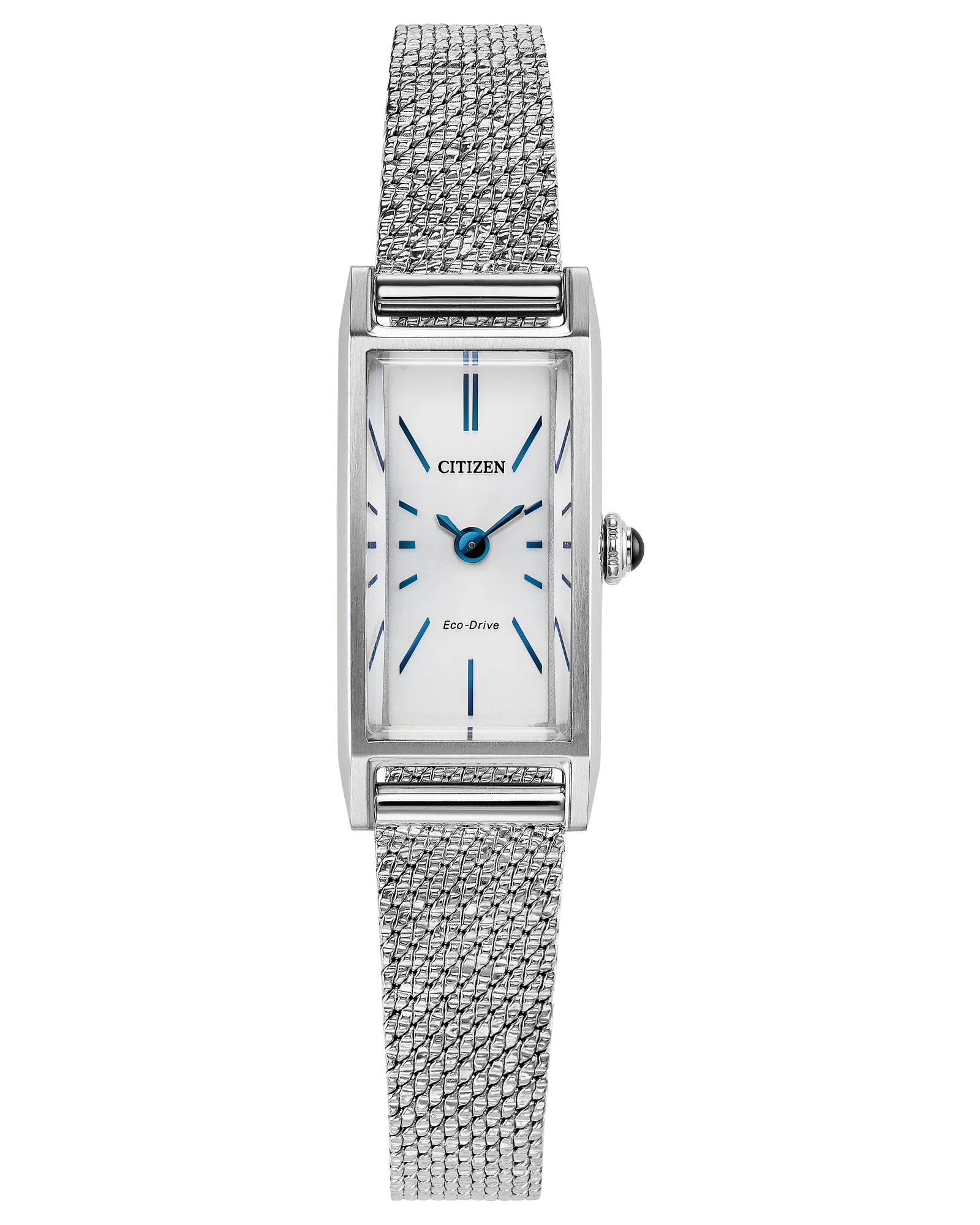 Fio | Citizen Eco-Drive Ladies Watch | Stainless Steel | Rectangular White Dial | Mesh Bracelet | WR Dress Style - Brownee Jewelers