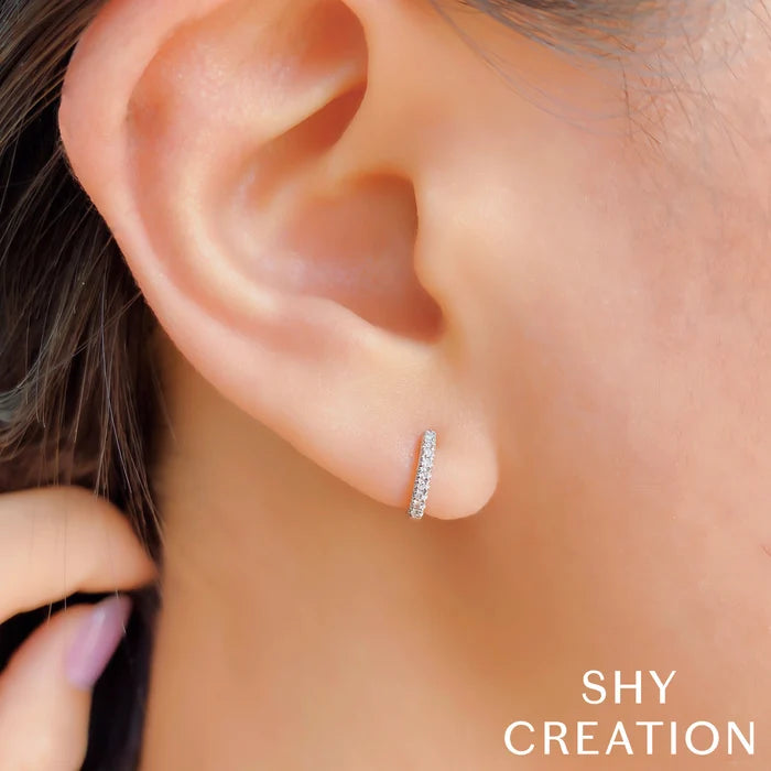 SHY CREATION KATE | 0.04CT DIAMOND MINI HUGGIE EARRING | 14K ROSE GOLD | 0.04 ctw | SC22004024V3 - Brownee Jewelers