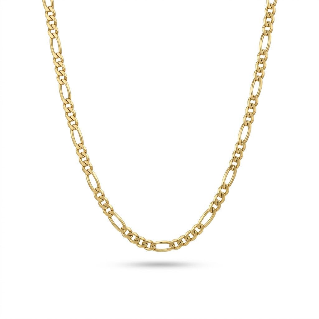 3.9MM Figaro Link Chain Necklace | Sterling Silver & 18K Gold-Plated | 22 Inch | SSG-32-100-22 - Brownee Jewelers
