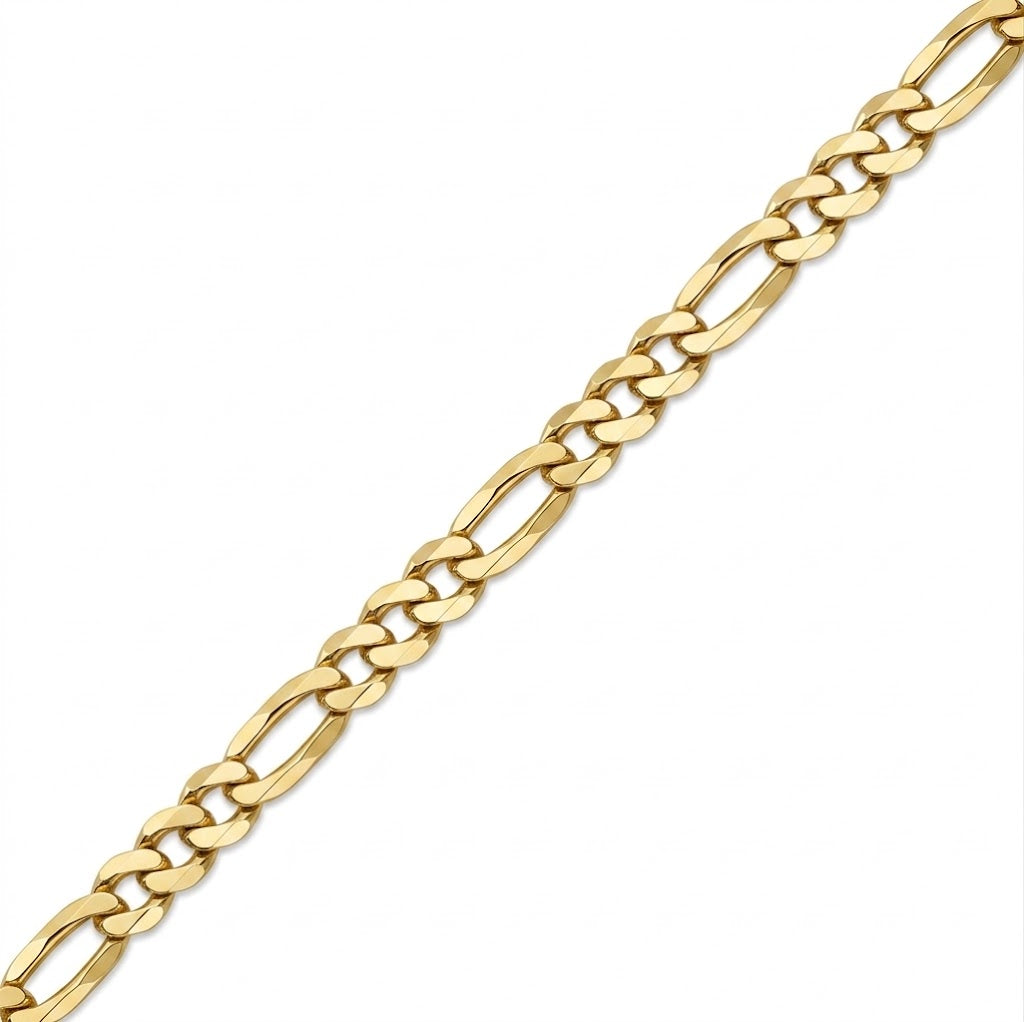 5.6mm Figaro Link Chain Necklace | Sterling Silver & 18K Gold Plated | 24 Inch | SSG-32-150-24 - Brownee Jewelers