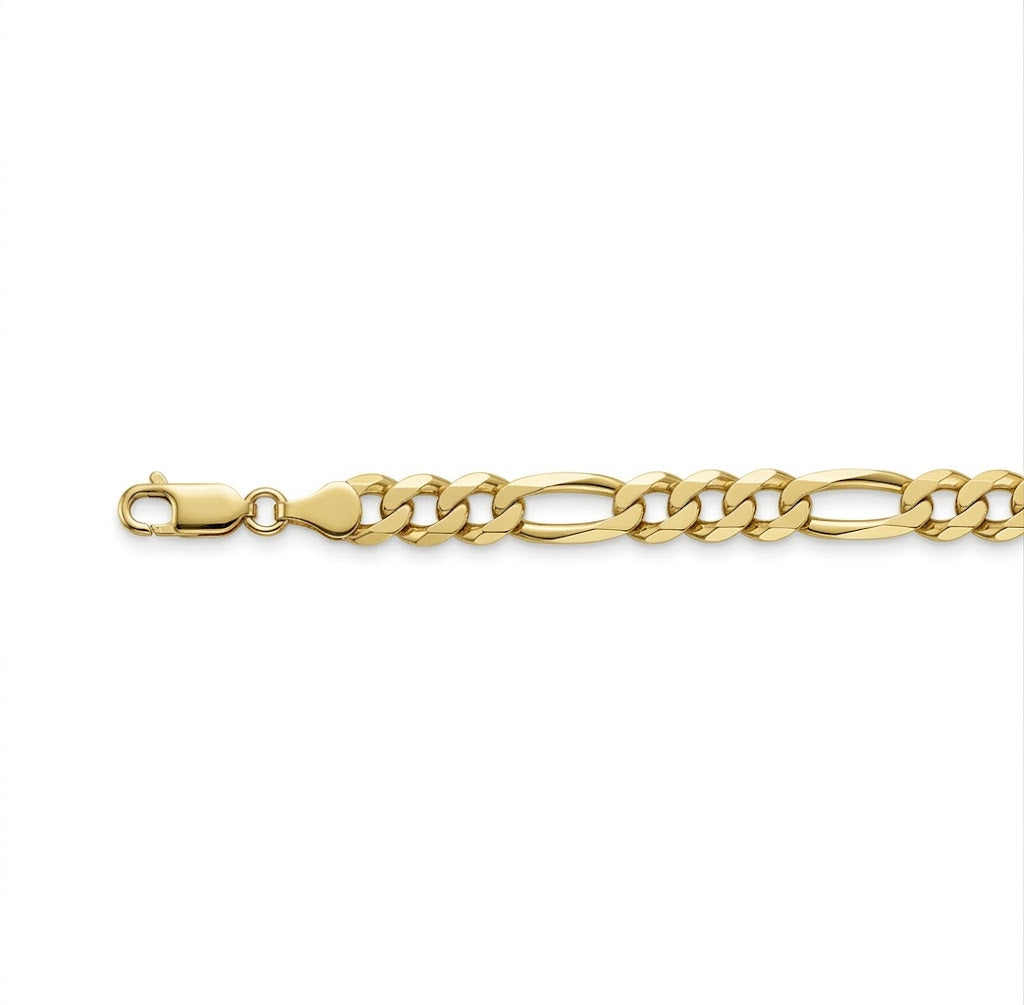 5.6mm Figaro Link Chain Necklace | Sterling Silver & 18K Gold Plated | 24 Inch | SSG-32-150-24 - Brownee Jewelers