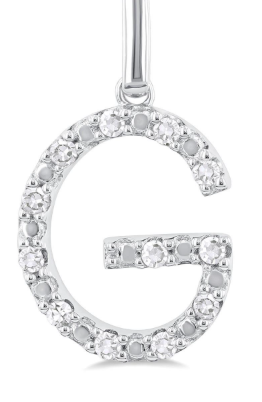 Silver Block 'G' Initial Diamond Pendant