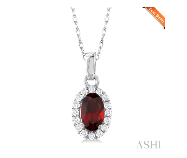 Oval Shape Gemstone & Halo Diamond Pendant