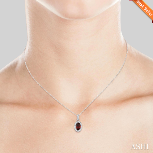 Oval Shape Gemstone & Halo Diamond Pendant