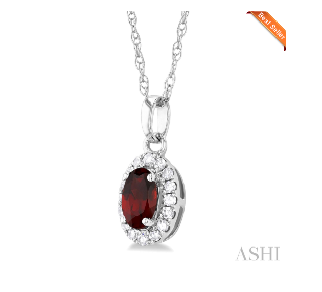 Oval Shape Gemstone & Halo Diamond Pendant