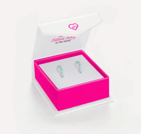 GREEN OMBRE HEART HOOP SILVER EARRINGS 