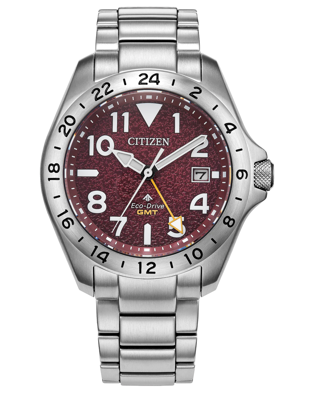 Promaster Land GMT | Citizen Eco-Drive GMT Red Dial Watch | Stainless Steel | WR200 Bracelet Watch | Men’s Adventure Sport Design | BJ7150-50W - Brownee Jewelers