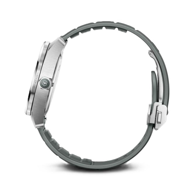 VictorInox Concept One Solar Stainless Steel Watch with a Silver Dial and Storm Gray Rubber Strap