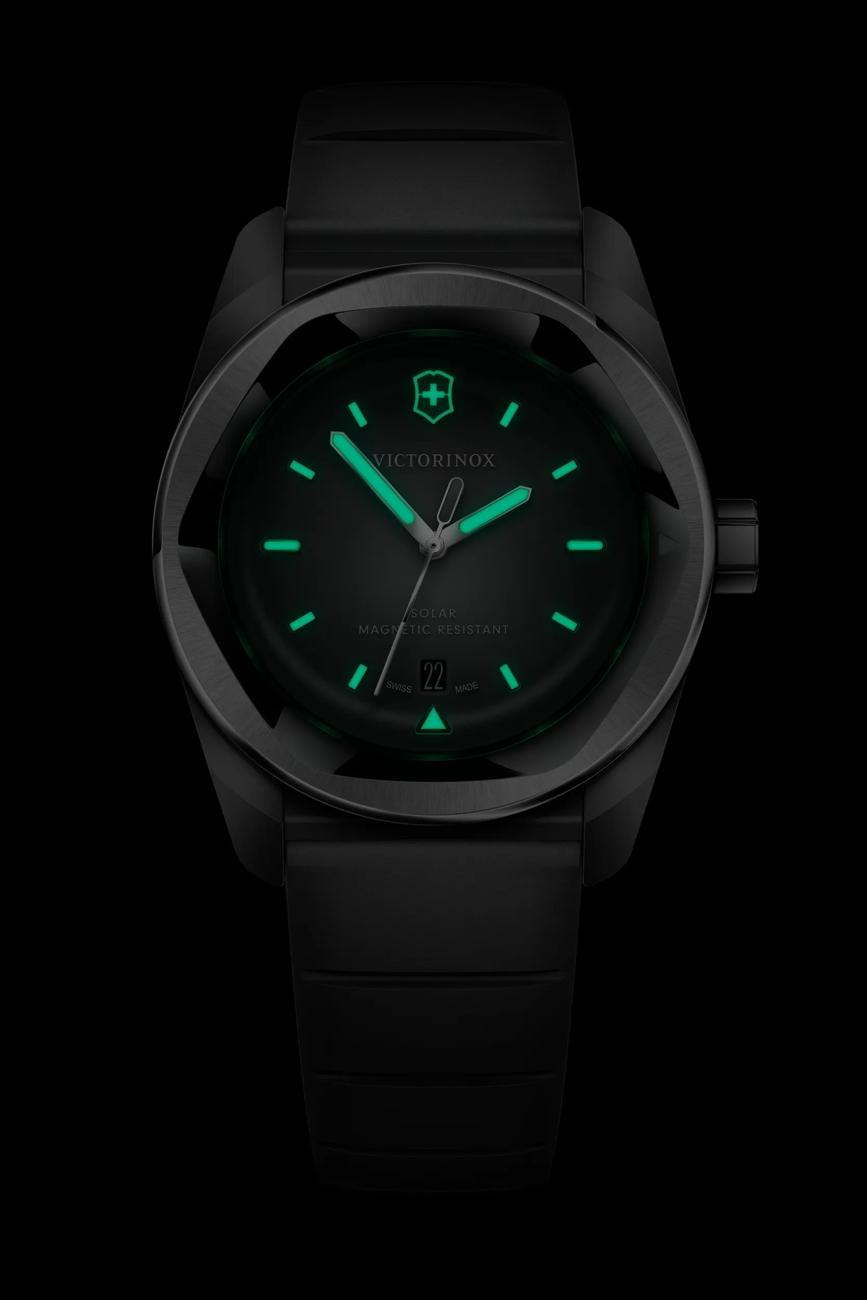 VictorInox Concept One Solar Stainless Steel Watch with a Silver Dial and Storm Gray Rubber Strap