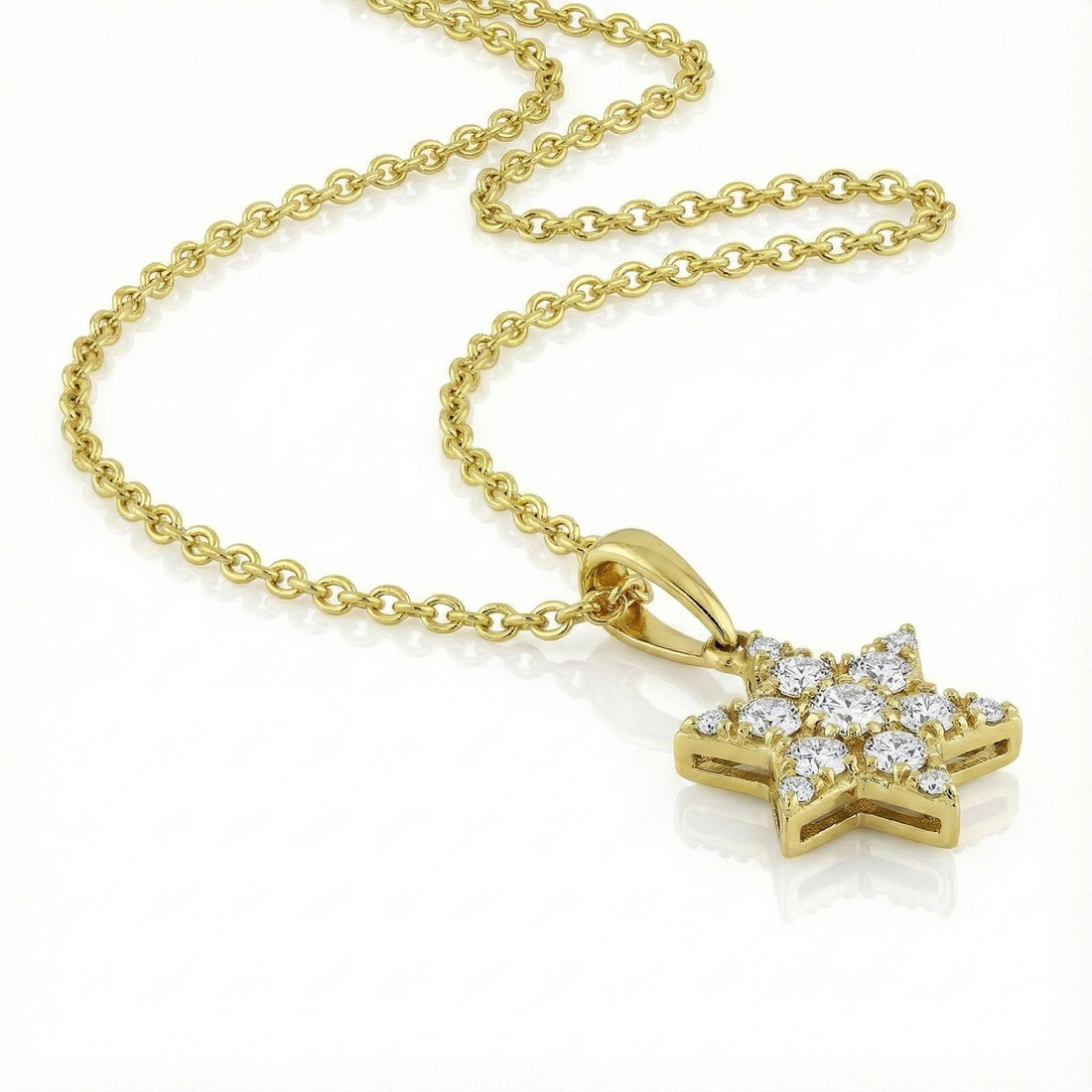 Madison L | Diamond Star Pendant Necklace | 14K Yellow Gold | Pavé Star Charm - Brownee Jewelers