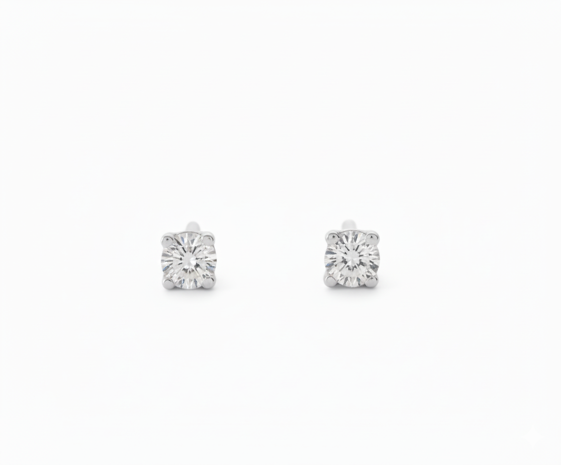 Sterling Silver .10ct Round Lab-Grown Diamond Stud Earrings