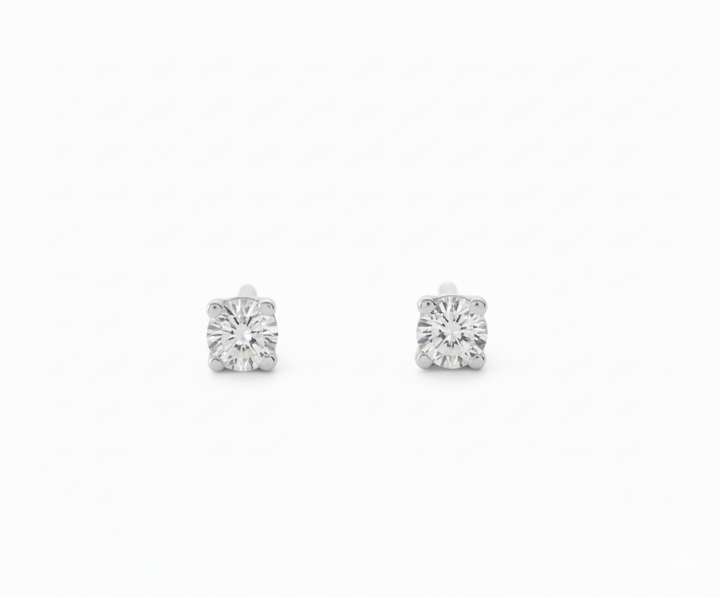 Sterling Silver .10ct Round Lab-Grown Diamond Stud Earrings