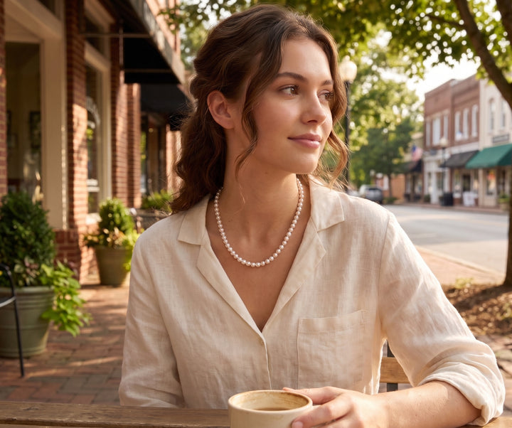 Freshwater Pearl Necklace | Sterling Silver | 18-Inch Strand | 6–6.5mm White Pearls | 60FWA/18SS - Brownee Jewelers