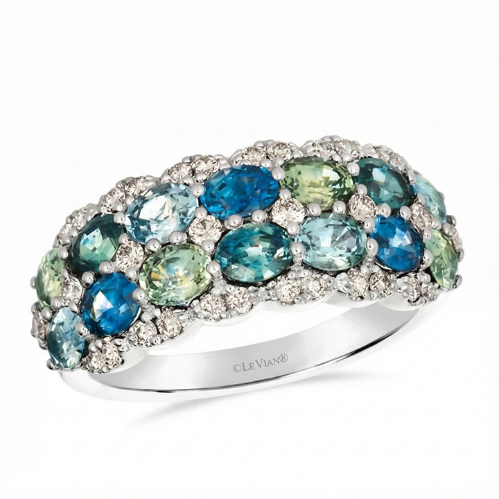 Le Vian® Montana Sapphire Ombré™ & Diamond Ring in 14K Vanilla Gold® Rich color meets refined brilliance in this striking Le Vian® ring featuring 2 7/8 cts. of Montana Sapphire Ombré™