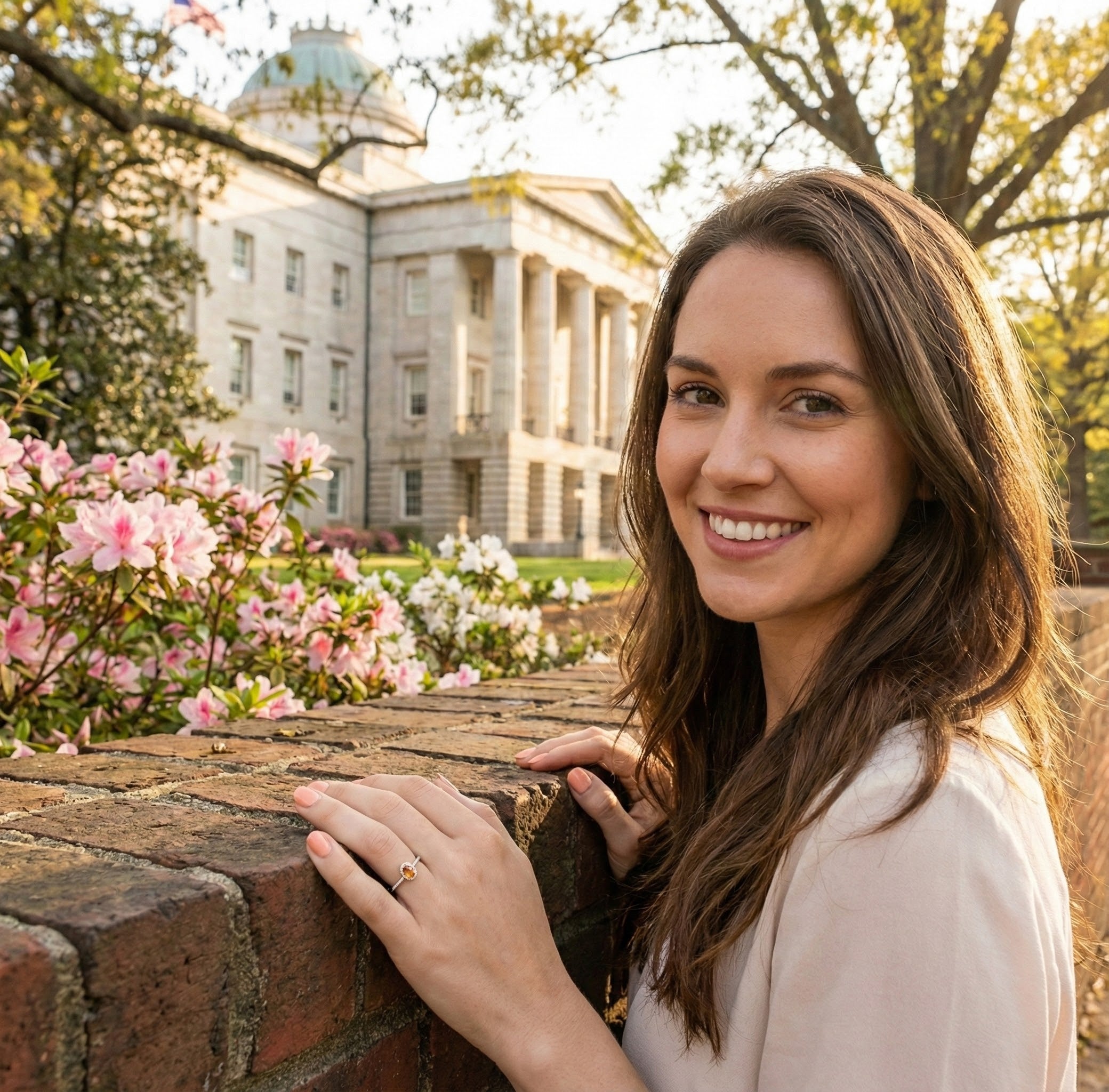 Citrine & Diamond Halo Ring, 0.07 ctw