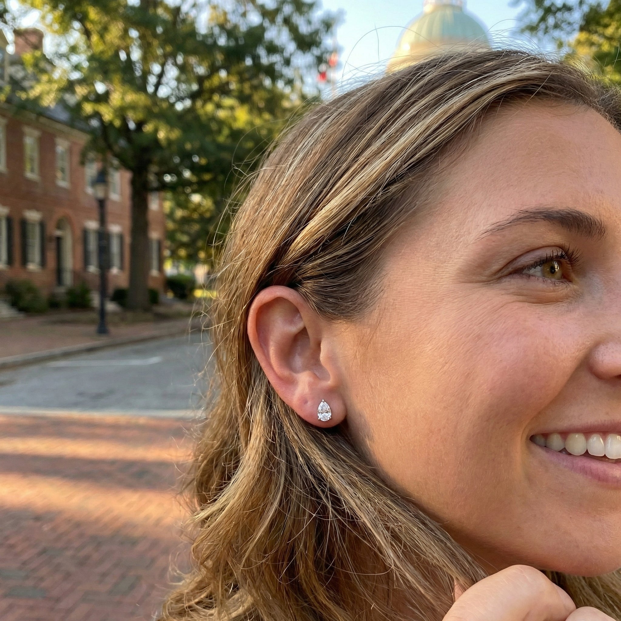 4.00 ctw Pear-Shaped CZ Stud Earrings | Sterling Silver | Classic Solitaire - Brownee Jewelers