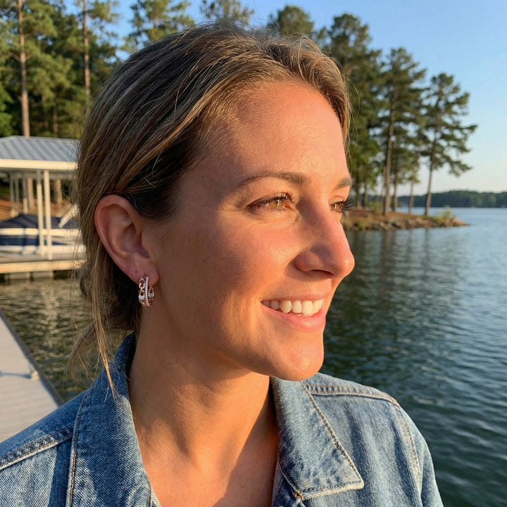 Diamond Link Huggie Earrings