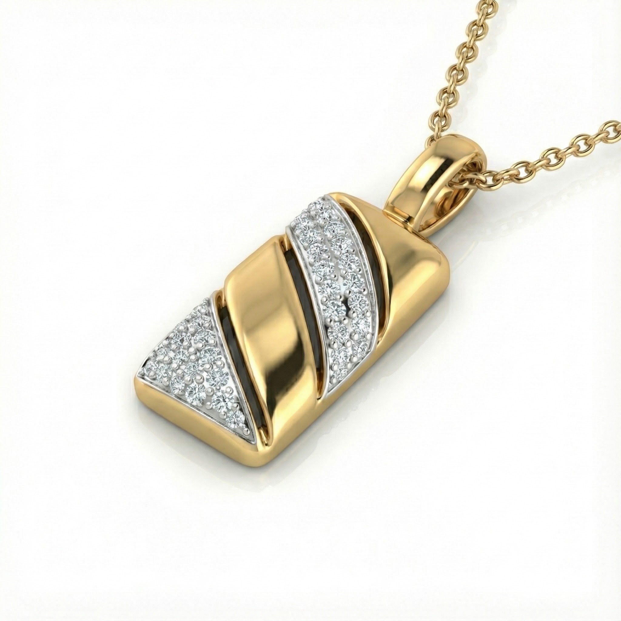 Le Vian® 14K Honey Gold™ Vanilla Diamond® Pendant (1/4 ctw) This modern Le Vian® pendant features a sleek rectangular design wrapped in elegant diagonal bands of 1/4 cts. Vanilla Diamonds®