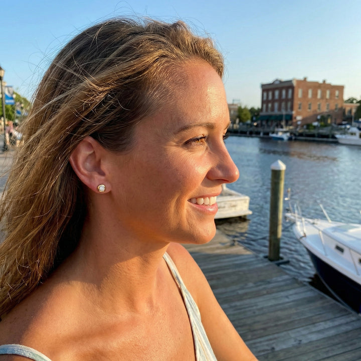 Diamond Circle Stud Earrings