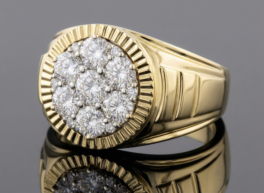 Round Lab-Grown Diamond Cluster Ring | 10K Yellow Gold | Diamond | Cluster - Brownee Jewelers