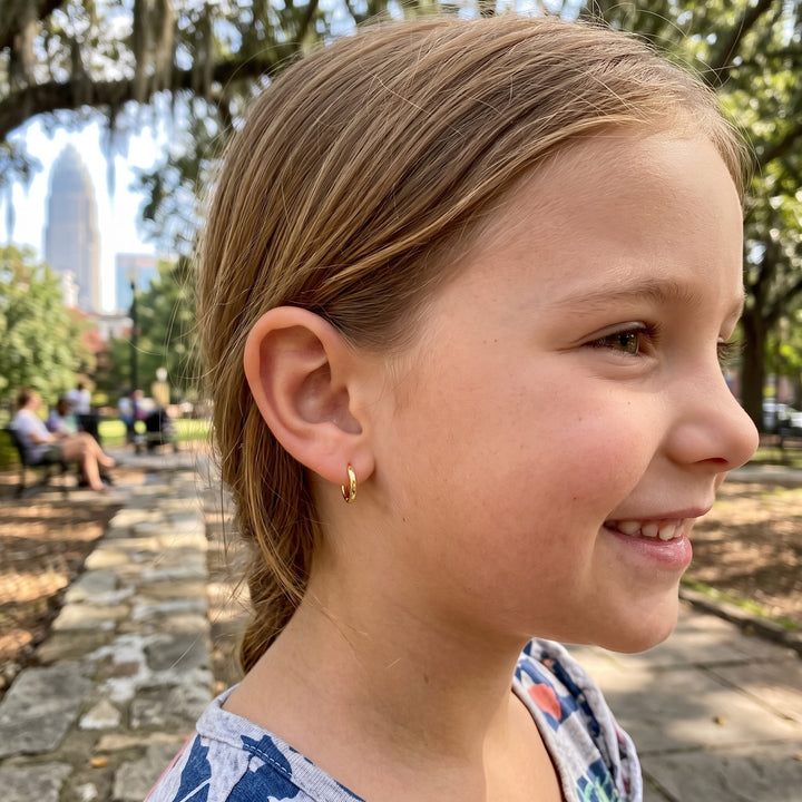 Kids Classic Mini Hoop Earrings | Gold-Plated Sterling Silver | 11mm Kids Hoop Earrings | GP-03-01209 - Brownee Jewelers