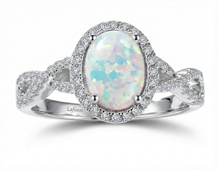 Lafonn Oval Simulated Opal Halo Ring