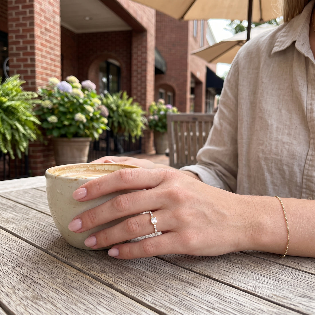 Emerald Cut Lab-Grown Diamond Bezel Promise Ring