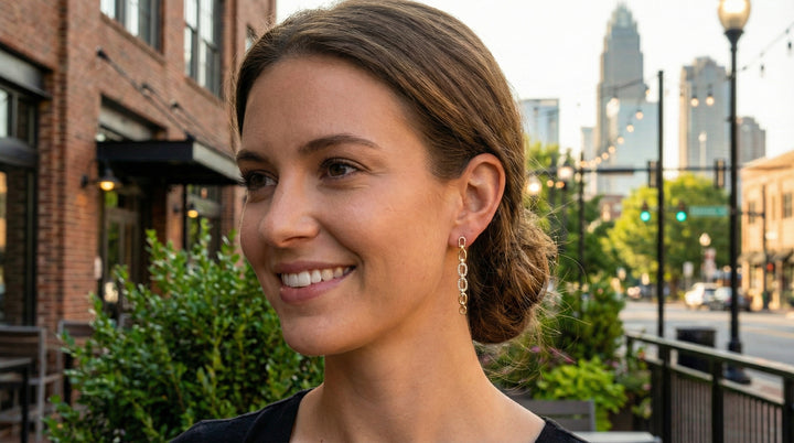 Diamond Link Drop Earrings