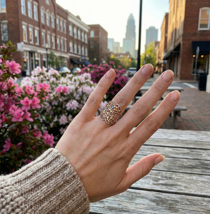 Freeform Pavé Diamond Statement Ring | 18K Yellow Gold | 1.85 ctw | Couture Fashion Ring - Brownee Jewelers