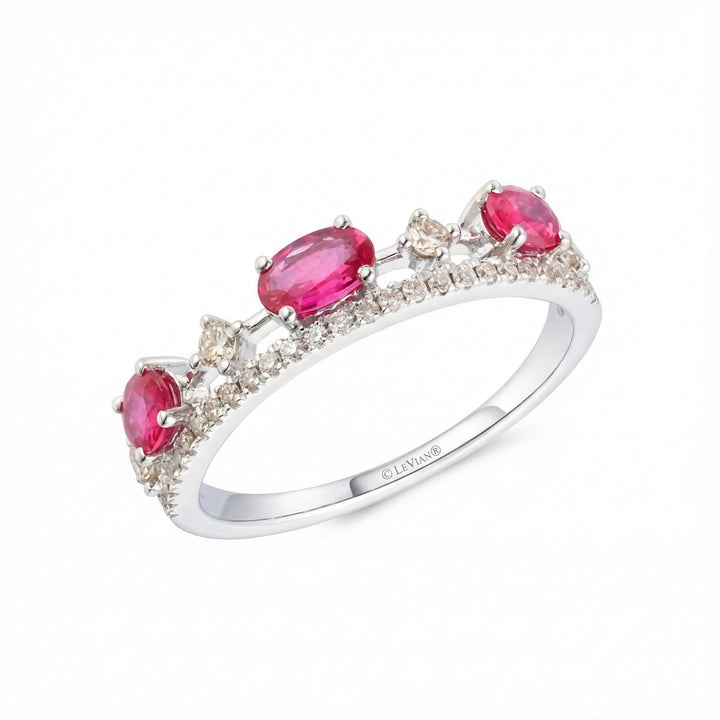 Le Vian® 14K Vanilla Gold® Passion Ruby® & Vanilla Diamond® Ring (7/8ctw) This romantic Le Vian® band showcases 5/8 cts. of vivid Passion Ruby® gemstones accented by 1/4 cts