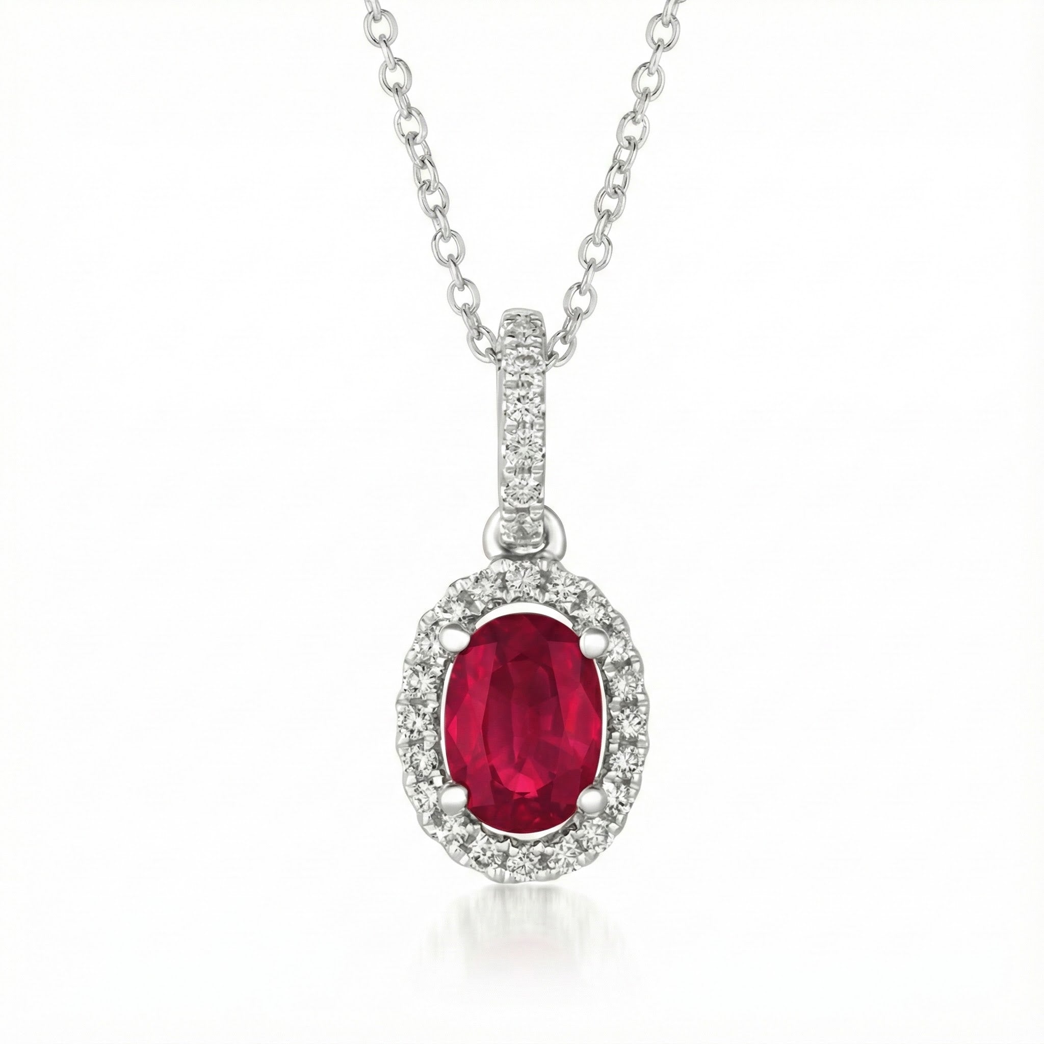 Le Vian® Passion Ruby® & Vanilla Diamonds® Pendant – 14K Vanilla Gold® Romantic and radiant, this elegant pendant by Le Vian features a vivid oval Passion Ruby® framed by a shimmering halo of Vanilla Diamonds®