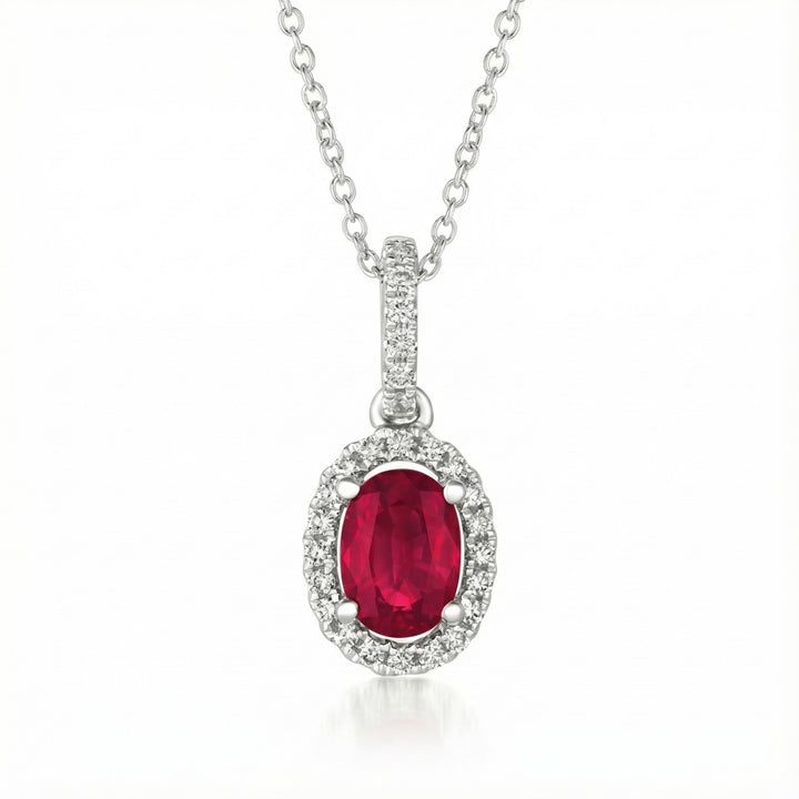 Le Vian® Passion Ruby® & Vanilla Diamonds® Pendant – 14K Vanilla Gold® Romantic and radiant, this elegant pendant by Le Vian features a vivid oval Passion Ruby® framed by a shimmering halo of Vanilla Diamonds®