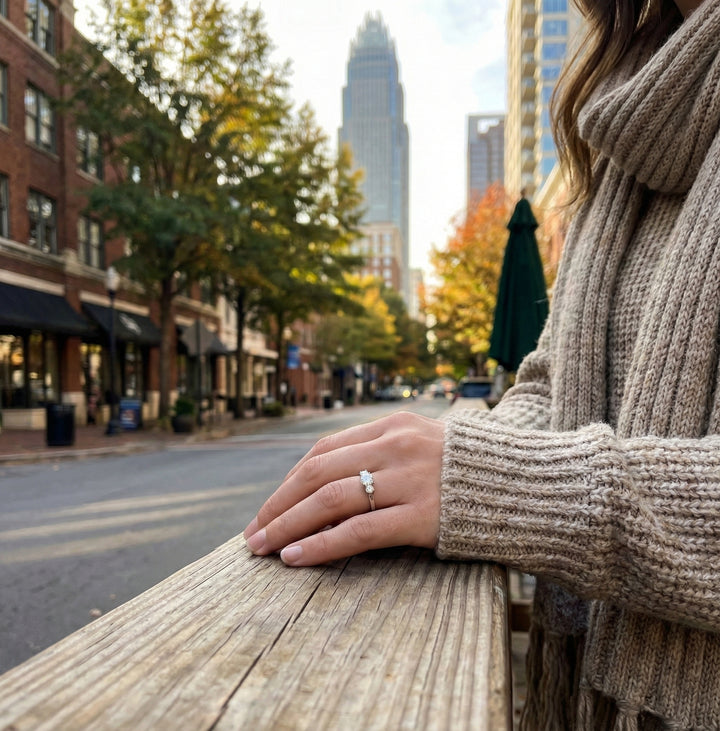 Three Stone Round Diamond Ring | 14K White Gold | 0.20 ctw Diamond Ring - Brownee Jewelers