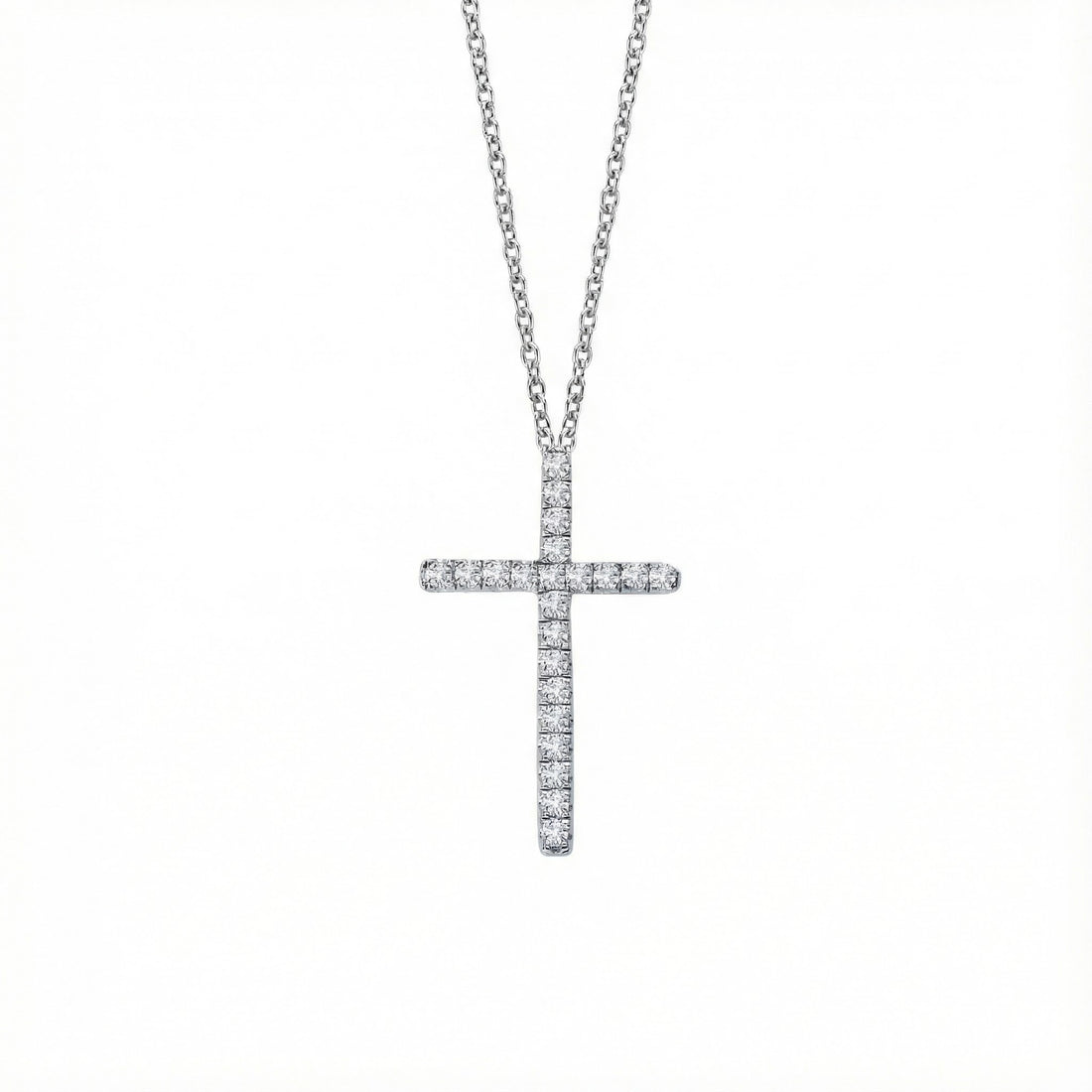 Round CZ Cross Pendant Necklace | Sterling Silver | Faith Jewelry - Brownee Jewelers
