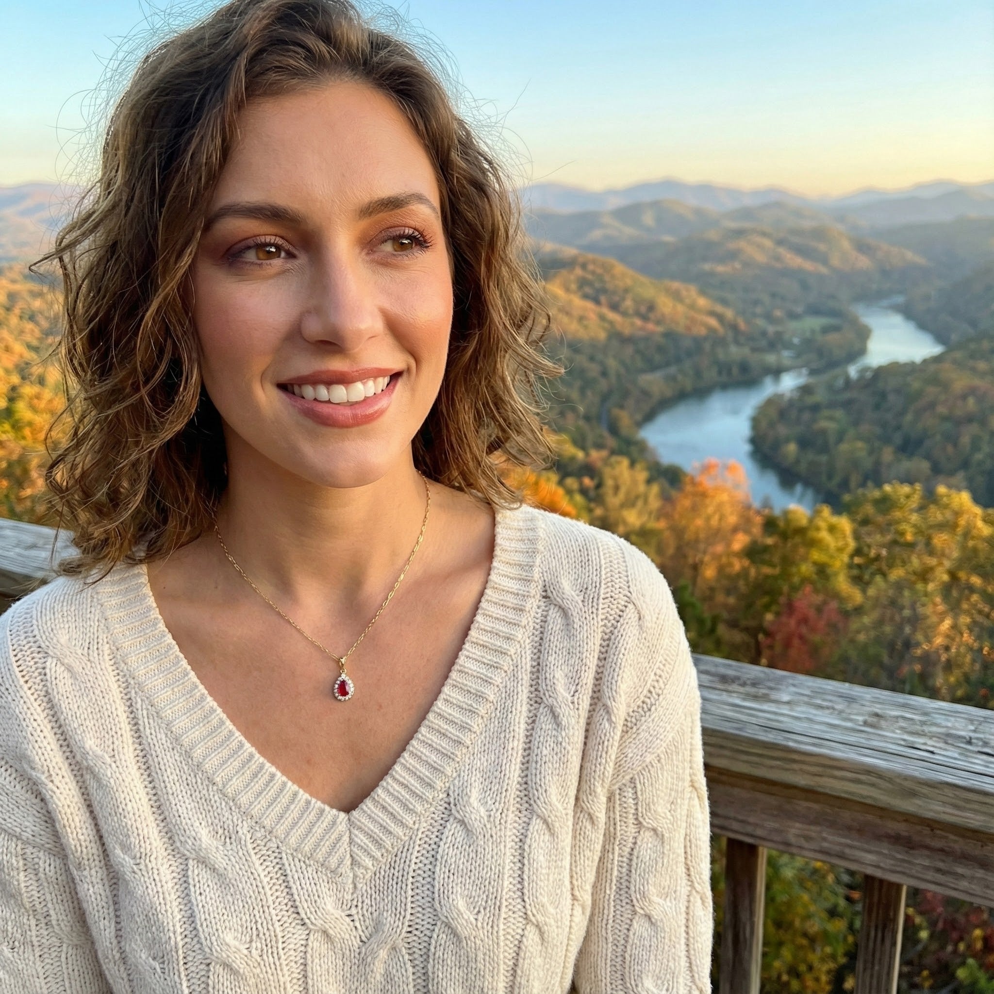 Ruby & Diamond Halo Pendant | 14K Yellow Gold | 0.15 ctw - Brownee Jewelers