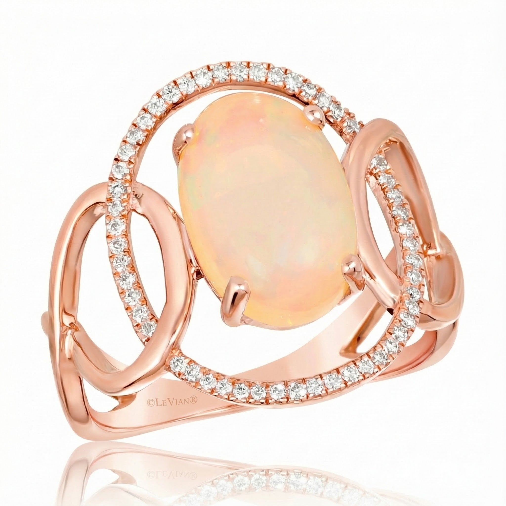 Le Vian® Neopolitan Opal™ Ring in 14K Strawberry Gold® Soft, luminous color takes center stage in this elegant Le Vian® ring featuring 2 1/5 cts. of Neopolitan Opal™