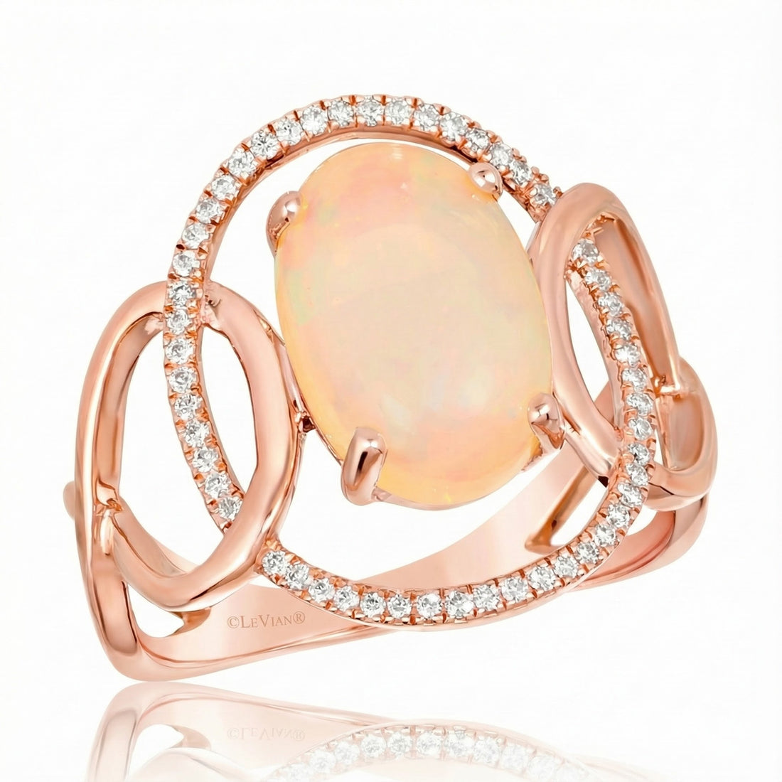 Le Vian® Neopolitan Opal™ Ring in 14K Strawberry Gold® Soft, luminous color takes center stage in this elegant Le Vian® ring featuring 2 1/5 cts. of Neopolitan Opal™