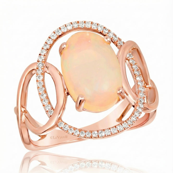 Le Vian® Neopolitan Opal™ Ring in 14K Strawberry Gold® Soft, luminous color takes center stage in this elegant Le Vian® ring featuring 2 1/5 cts. of Neopolitan Opal™