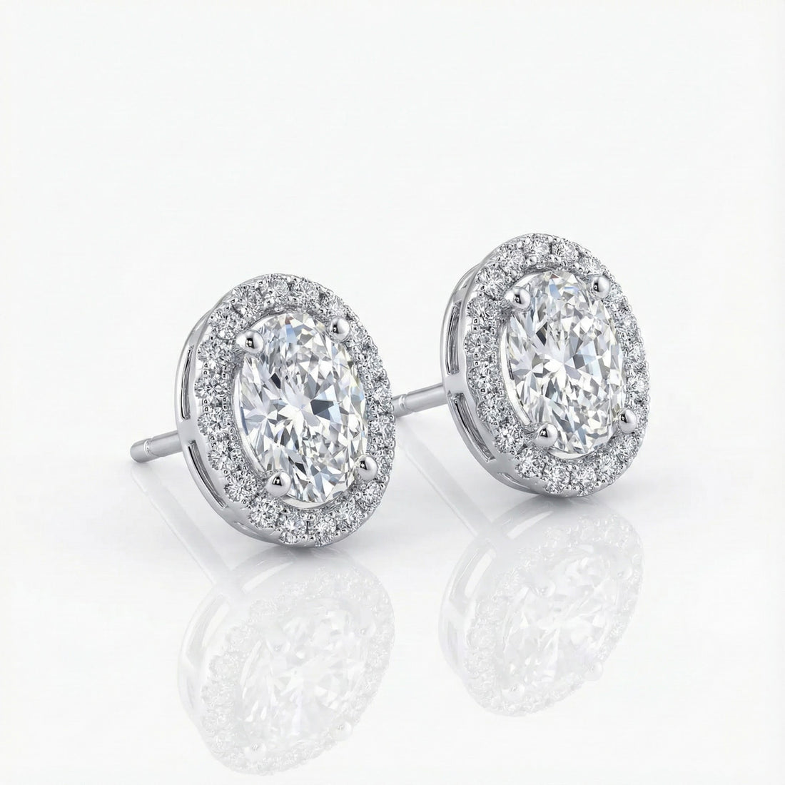 Oval CZ Halo Stud Earrings | Sterling Silver | Cubic Zirconia - Brownee Jewelers