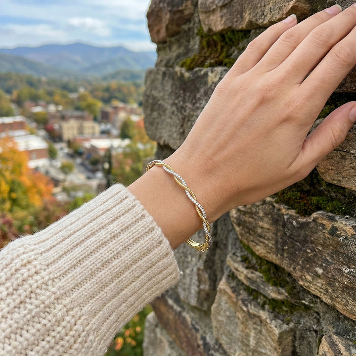 Diamond Twisted Bangle Bracelet