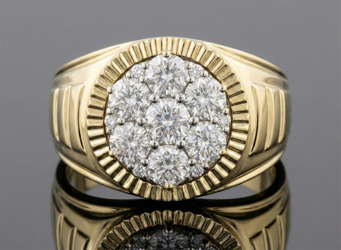 Round Lab-Grown Diamond Cluster Ring | 10K Yellow Gold | Diamond | Cluster - Brownee Jewelers